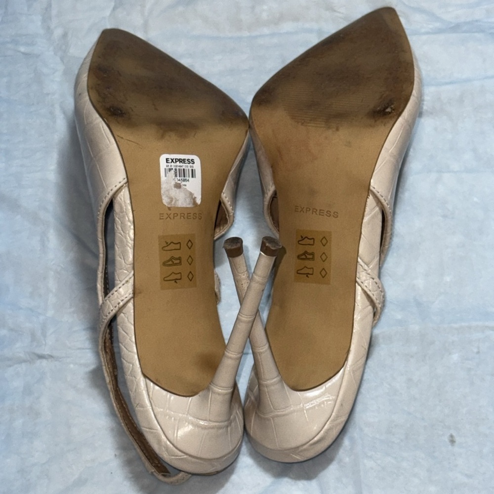 Express Croc embossed cut out sling backs heels pumps women’s shoes Sz 10 - Picture 10 of 13